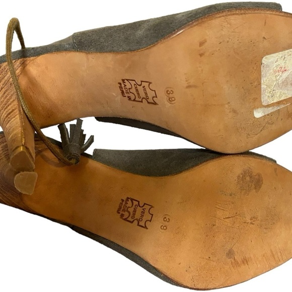 Huma Blanco Grey Suede Tye Back Tassel Heels Size 39 - Picture 6 of 6